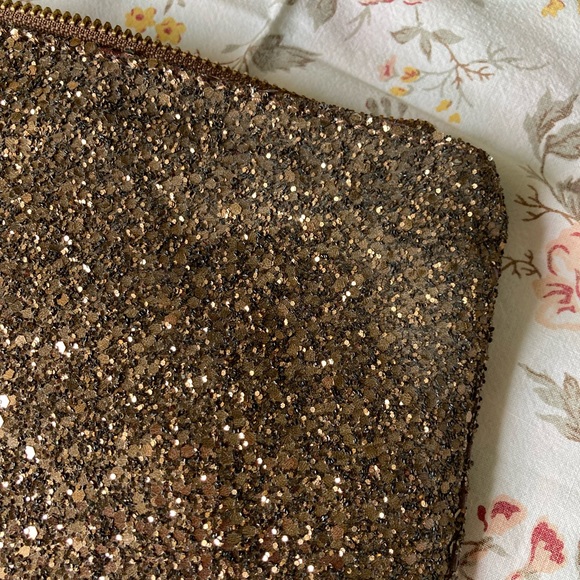 Ann Taylor Bronze Glitter Zip Pouch - Picture 3 of 4